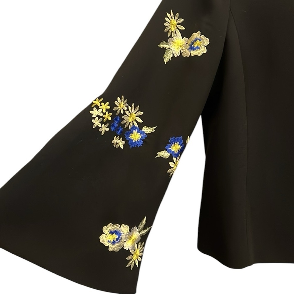 Tahari ASL Floral Embroidered Jacket Black Lined Cottagecore Fairy Whimsicore 12 - Picture 5 of 14
